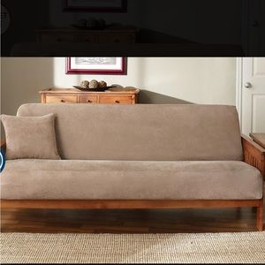 Surefit taupe soft suede futon slip NWT